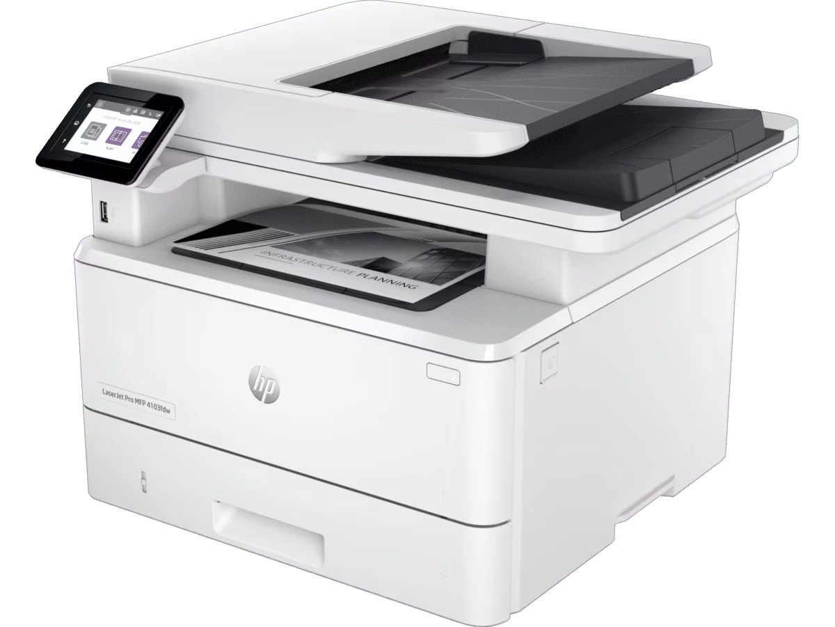 МФУ HP LaserJet Pro MFP 4103fdw p/ c/ s/ f , A4, 40 ppm, 512Mb, Duplex, 2 trays 100+250,ADF 50, USB 2.0/ GigEth/ 2.4-5GHZ Wi-Fi radio+BLE,Cartridge